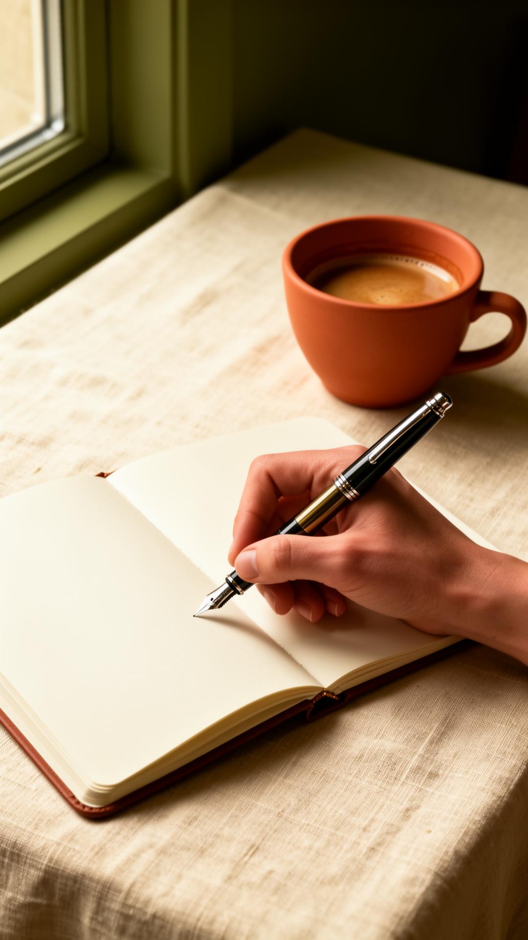 Hand writing in a notebook