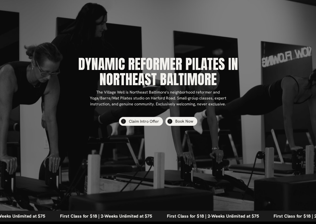 The Village Well — Pilates studio website — design & build